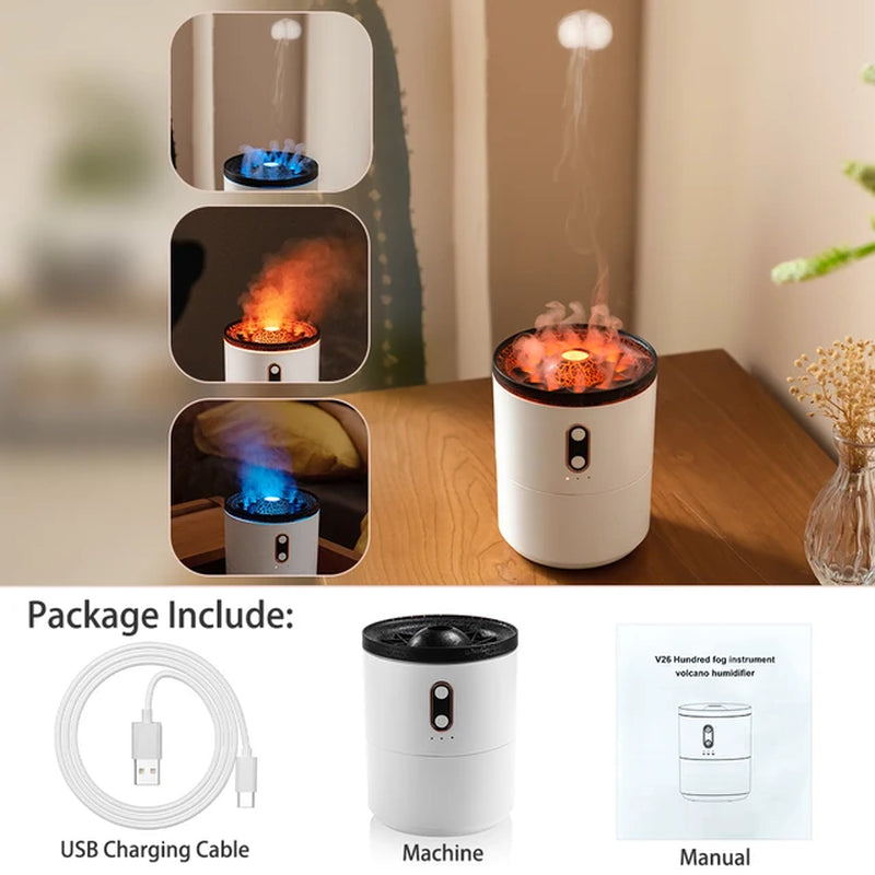 Volcano Diffuser Essential Oils Jellyfish Cool Mist Air Humidifier Flame Aroma Diffuser for Bedroom Smell for Home 180Ml 7 Color